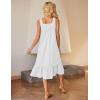 image:imageEkouaer Cotton Nightgowns for Women Long Sleeveless Nightgown Victorian Sleep Dress with Pockets Night Shirt Lounge DressWhite