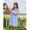 image:imageEkouaer Cotton Nightgowns for Women Pleated Sleep Shirts Short Sleeve Night Shirt Lace Trim Sleep Dress Ladies GownBlue Birds