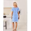 image:imageEkouaer Cotton Nightgowns for Women Pleated Sleep Shirts Short Sleeve Night Shirt Lace Trim Sleep Dress Ladies GownBlue Birds