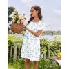 image:imageEkouaer Cotton Nightgowns for Women Pleated Sleep Shirts Short Sleeve Night Shirt Lace Trim Sleep Dress Ladies GownBlue Floral