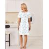 image:imageEkouaer Cotton Nightgowns for Women Pleated Sleep Shirts Short Sleeve Night Shirt Lace Trim Sleep Dress Ladies GownBlue Floral