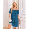 image:imageEkouaer Cotton Nightgowns for Women Pleated Sleep Shirts Short Sleeve Night Shirt Lace Trim Sleep Dress Ladies GownDog Footprints