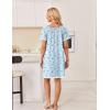 image:imageEkouaer Cotton Nightgowns for Women Pleated Sleep Shirts Short Sleeve Night Shirt Lace Trim Sleep Dress Ladies GownFloral Blue