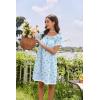 image:imageEkouaer Cotton Nightgowns for Women Pleated Sleep Shirts Short Sleeve Night Shirt Lace Trim Sleep Dress Ladies GownFloral Blue