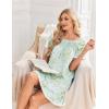image:imageEkouaer Cotton Nightgowns for Women Pleated Sleep Shirts Short Sleeve Night Shirt Lace Trim Sleep Dress Ladies GownFloral Mint Green