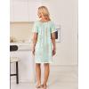 image:imageEkouaer Cotton Nightgowns for Women Pleated Sleep Shirts Short Sleeve Night Shirt Lace Trim Sleep Dress Ladies GownFloral Mint Green