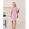 image:imageEkouaer Cotton Nightgowns for Women Pleated Sleep Shirts Short Sleeve Night Shirt Lace Trim Sleep Dress Ladies GownFloral Pink