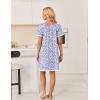 image:imageEkouaer Cotton Nightgowns for Women Pleated Sleep Shirts Short Sleeve Night Shirt Lace Trim Sleep Dress Ladies GownFloral Purple