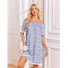 image:imageEkouaer Cotton Nightgowns for Women Pleated Sleep Shirts Short Sleeve Night Shirt Lace Trim Sleep Dress Ladies GownFloral Purple