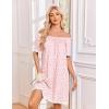 image:imageEkouaer Cotton Nightgowns for Women Pleated Sleep Shirts Short Sleeve Night Shirt Lace Trim Sleep Dress Ladies GownFloral White