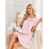 image:imageEkouaer Cotton Nightgowns for Women Pleated Sleep Shirts Short Sleeve Night Shirt Lace Trim Sleep Dress Ladies GownFloral White