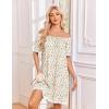 image:imageEkouaer Cotton Nightgowns for Women Pleated Sleep Shirts Short Sleeve Night Shirt Lace Trim Sleep Dress Ladies GownFloral Yellow