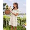 image:imageEkouaer Cotton Nightgowns for Women Pleated Sleep Shirts Short Sleeve Night Shirt Lace Trim Sleep Dress Ladies GownFloral Yellow