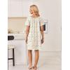 image:imageEkouaer Cotton Nightgowns for Women Pleated Sleep Shirts Short Sleeve Night Shirt Lace Trim Sleep Dress Ladies GownFloral Yellow