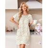 image:imageEkouaer Cotton Nightgowns for Women Pleated Sleep Shirts Short Sleeve Night Shirt Lace Trim Sleep Dress Ladies GownFloral Yellow