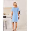image:imageEkouaer Cotton Nightgowns for Women Pleated Sleep Shirts Short Sleeve Night Shirt Lace Trim Sleep Dress Ladies GownLiight Blue