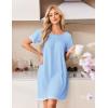 image:imageEkouaer Cotton Nightgowns for Women Pleated Sleep Shirts Short Sleeve Night Shirt Lace Trim Sleep Dress Ladies GownLiight Blue