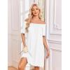 image:imageEkouaer Cotton Nightgowns for Women Pleated Sleep Shirts Short Sleeve Night Shirt Lace Trim Sleep Dress Ladies GownWhite