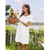 image:imageEkouaer Cotton Nightgowns for Women Pleated Sleep Shirts Short Sleeve Night Shirt Lace Trim Sleep Dress Ladies GownWhite