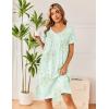image:imageEkouaer Cotton Nightgowns for Women Short Sleeve Night Gown V Neck Button Sleep Shirt Soft House DressGreen Little Flower