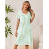 image:imageEkouaer Cotton Nightgowns for Women Short Sleeve Night Gown V Neck Button Sleep Shirt Soft House DressGreen Little Flower