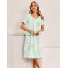 image:imageEkouaer Cotton Nightgowns for Women Short Sleeve Night Gown V Neck Button Sleep Shirt Soft House DressGreen Little Flower