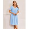 image:imageEkouaer Cotton Nightgowns for Women Short Sleeve Night Gown V Neck Button Sleep Shirt Soft House DressLight Blue