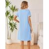 image:imageEkouaer Cotton Nightgowns for Women Short Sleeve Night Gown V Neck Button Sleep Shirt Soft House DressLight Blue