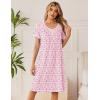 image:imageEkouaer Cotton Nightgowns for Women Short Sleeve Night Gown V Neck Button Sleep Shirt Soft House DressPink Floral