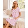 image:imageEkouaer Cotton Nightgowns for Women Short Sleeve Night Gown V Neck Button Sleep Shirt Soft House DressPink Floral