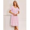 image:imageEkouaer Cotton Nightgowns for Women Short Sleeve Night Gown V Neck Button Sleep Shirt Soft House DressPink Floral