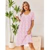 image:imageEkouaer Cotton Nightgowns for Women Short Sleeve Night Gown V Neck Button Sleep Shirt Soft House DressPink Floral