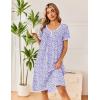 image:imageEkouaer Cotton Nightgowns for Women Short Sleeve Night Gown V Neck Button Sleep Shirt Soft House DressPurple Floral