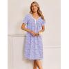 image:imageEkouaer Cotton Nightgowns for Women Short Sleeve Night Gown V Neck Button Sleep Shirt Soft House DressPurple Floral