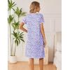 image:imageEkouaer Cotton Nightgowns for Women Short Sleeve Night Gown V Neck Button Sleep Shirt Soft House DressPurple Floral