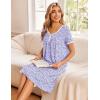 image:imageEkouaer Cotton Nightgowns for Women Short Sleeve Night Gown V Neck Button Sleep Shirt Soft House DressPurple Floral