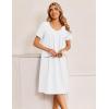 image:imageEkouaer Cotton Nightgowns for Women Short Sleeve Night Gown V Neck Button Sleep Shirt Soft House DressWhite