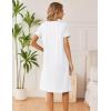 image:imageEkouaer Cotton Nightgowns for Women Short Sleeve Night Gown V Neck Button Sleep Shirt Soft House DressWhite