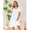 image:imageEkouaer Cotton Nightgowns for Women Short Sleeve Night Gown V Neck Button Sleep Shirt Soft House DressWhite