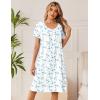 image:imageEkouaer Cotton Nightgowns for Women Short Sleeve Night Gown V Neck Button Sleep Shirt Soft House DressWhite Blue Floral