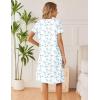 image:imageEkouaer Cotton Nightgowns for Women Short Sleeve Night Gown V Neck Button Sleep Shirt Soft House DressWhite Blue Floral