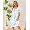 image:imageEkouaer Cotton Nightgowns for Women Short Sleeve Night Gown V Neck Button Sleep Shirt Soft House DressWhite Blue Floral