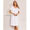image:imageEkouaer Cotton Nightgowns for Women Short Sleeve Night Gown V Neck Button Sleep Shirt Soft House DressWhite Pink Floral