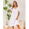 image:imageEkouaer Cotton Nightgowns for Women Short Sleeve Night Gown V Neck Button Sleep Shirt Soft House DressWhite Pink Floral