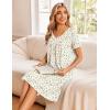 image:imageEkouaer Cotton Nightgowns for Women Short Sleeve Night Gown V Neck Button Sleep Shirt Soft House DressYellow Floral