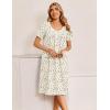 image:imageEkouaer Cotton Nightgowns for Women Short Sleeve Night Gown V Neck Button Sleep Shirt Soft House DressYellow Floral