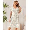 image:imageEkouaer Cotton Nightgowns for Women Short Sleeve Night Gown V Neck Button Sleep Shirt Soft House DressYellow Floral