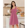 image:imageEkouaer Cotton Nightgowns for Women Sleeveless Night Gown Tank Sleep Shirts Pleated Night Shirts V Neck ChemiseCherry Red