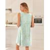 image:imageEkouaer Cotton Nightgowns for Women Sleeveless Night Gown Tank Sleep Shirts Pleated Night Shirts V Neck ChemiseFloral Mint Green