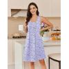 image:imageEkouaer Cotton Nightgowns for Women Sleeveless Night Gown Tank Sleep Shirts Pleated Night Shirts V Neck ChemiseFloral Purple